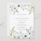 Invitation Boho White Florals Eucalyptus Feuille Mariage (Devant)