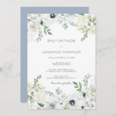 Invitation Boho White Florals Eucalyptus Feuille Mariage (Devant / Derrière)