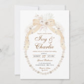 Invitation Boho White Ivory Coquette Mariage Rose (Devant)