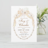 Invitation Boho White Ivory Coquette Mariage Rose (Debout devant)