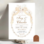 Invitation Boho White Ivory Coquette Mariage Rose