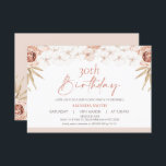 Invitation Boho White Orchards Palm Leaf 30e anniversaire<br><div class="desc">Boho White Orchards Palm Leaf 30e anniversaire Invitation Cette invitation florale bohème de 30ème anniversaire présente un agencement fleuri de verger à dominante blanche et rousse avec une touche de feuilles de palmiers et un rose de style chou. Cette invitation à l'anniversaire fleuri de saumons boho est idéale pour ceux...</div>