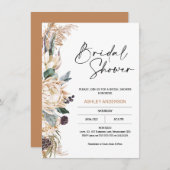 Invitation Boho White Protea Pampas Grass Fête des mariées  (Devant / Derrière)