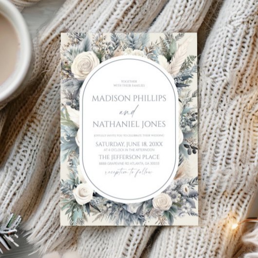 Invitation Boho White Rose Floral Mariage Jardin