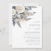 Invitation Boho White Rose Floral Mariage Jardin (Devant)