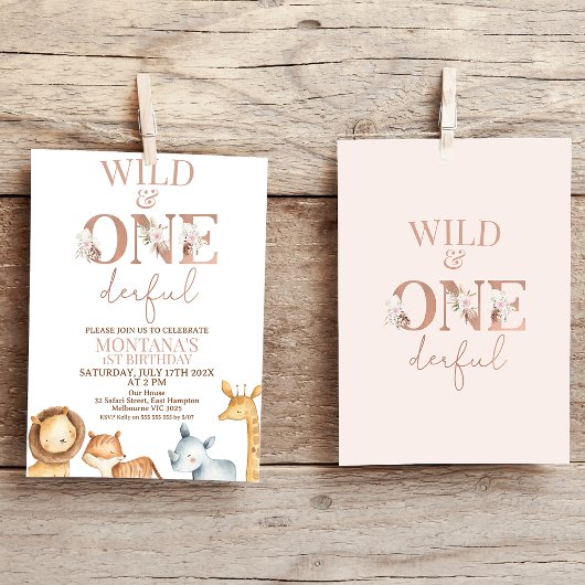 Invitation Boho Wild et Onederry Safari 1er anniversaire
