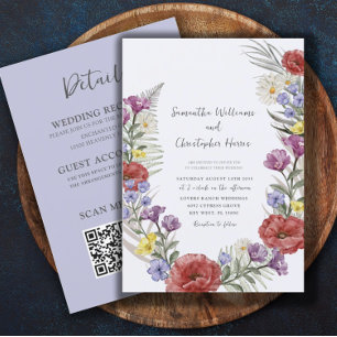 Invitation Boho Wild Flower Wreath All-In-One Mariage