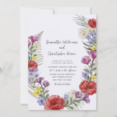 Invitation Boho Wild Flower Wreath Watercolor Mariage (Devant)