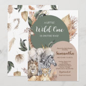 Invitation Boho Wild One Baby shower (Devant / Derrière)