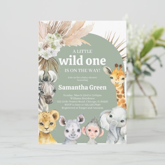 Invitation Boho Wild One Baby shower (Debout devant)