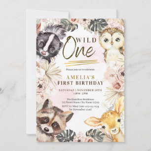 Invitation Boho Wild One Boho Woodland premier anniversaire