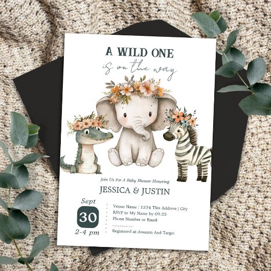Invitation Boho Wild One Fête de Naissance Florale