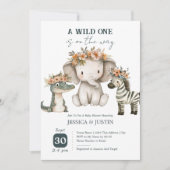 Invitation Boho Wild One Fête de Naissance Florale (Devant)