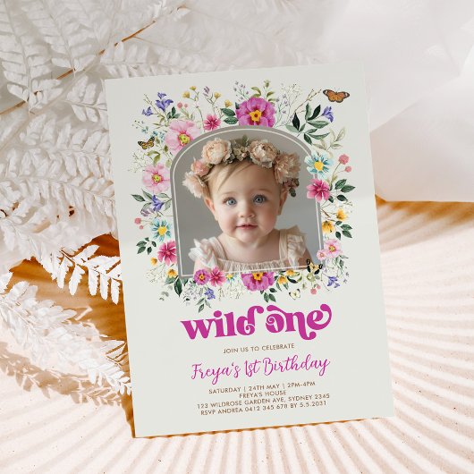 Invitation Boho Wild One Fleur sauvage 1er anniversaire Photo
