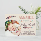 Invitation Boho Wild ONE Girl Premier anniversaire (Debout devant)