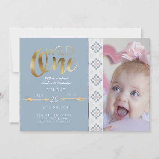 Invitation Boho Wild One | Première fête d'anniversaire (Devant)