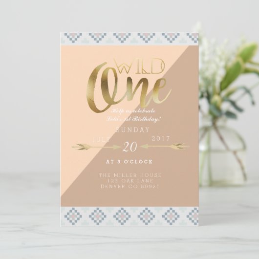 Invitation Boho Wild One | Première fête d'anniversaire (Debout devant)