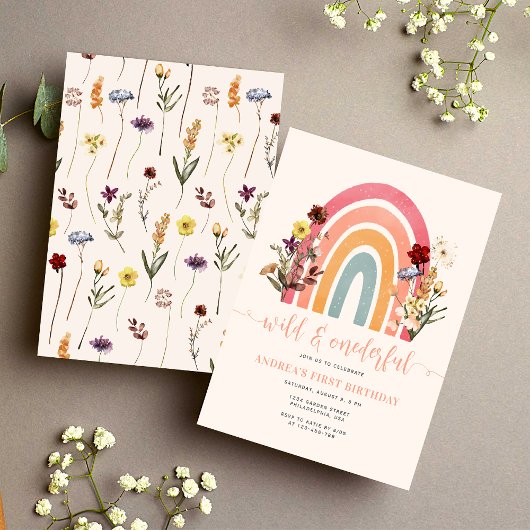 Invitation Boho Wild & Onederder Fleur sauvage Rainbow Annive