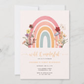 Invitation Boho Wild & Onederful Wildflower Rainbow Birthday (Devant)