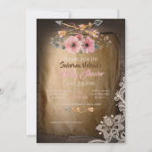 Invitation BOHO Wild Roses Baby shower fille (Devant)