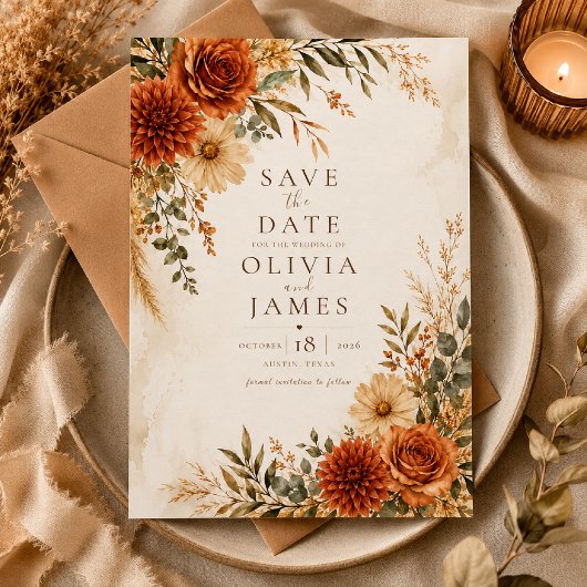 Invitation Boho Wild Terracotta Garden Save the Date