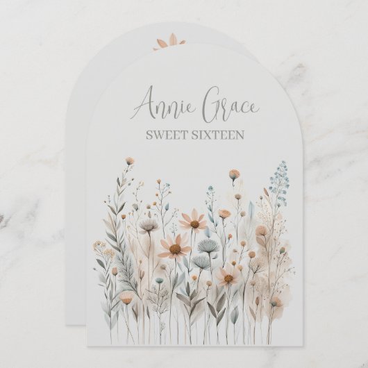 Invitation Boho Wildflower (Devant / Derrière)