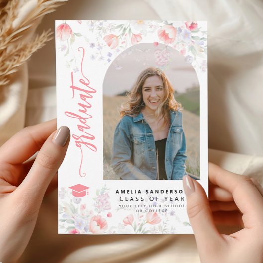 Invitation Boho wildflower arch photo graduation party