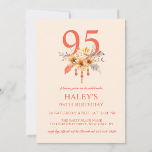 Invitation Boho Wildflower Automne Floral Anniversaire 95 Ans