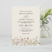 Invitation Boho Wildflower Beige Elegant QR Code Wedding (Debout devant)