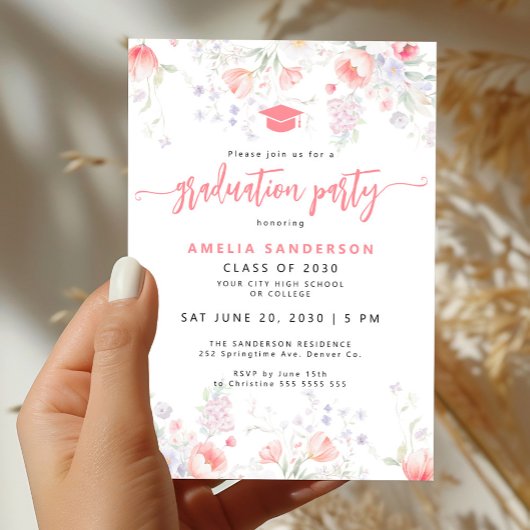 Invitation Boho wildflower bloom graduation party