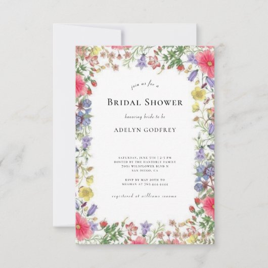 Invitation Boho Wildflower Bridal Shower  (Devant)