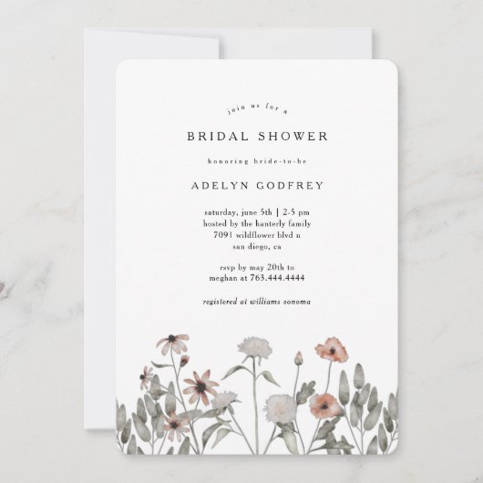 Invitation Boho Wildflower Bridal Shower (Devant)