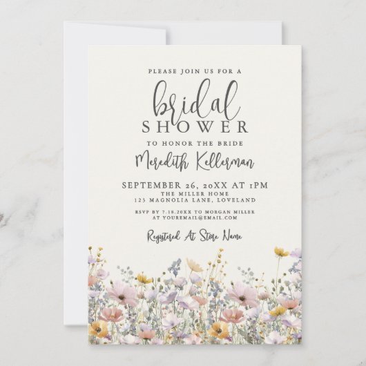 Invitation Boho Wildflower Bridal Shower (Devant)