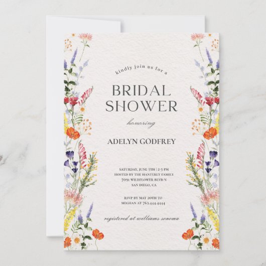 Invitation Boho Wildflower Bridal Shower (Devant)