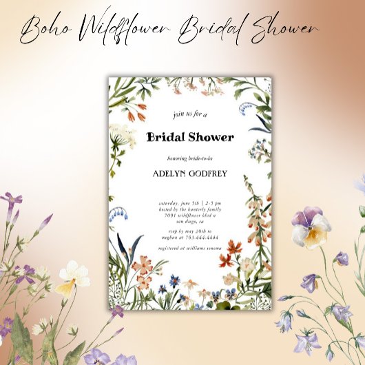 Invitation Boho Wildflower Bridal Shower minimal