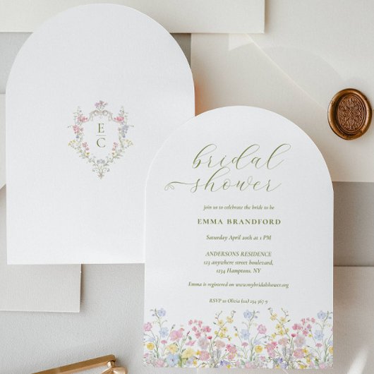 Invitation Boho Wildflower Elegant Bridal Shower