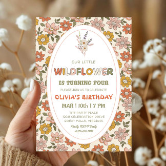 Invitation boho Wildflower for girl Birthday