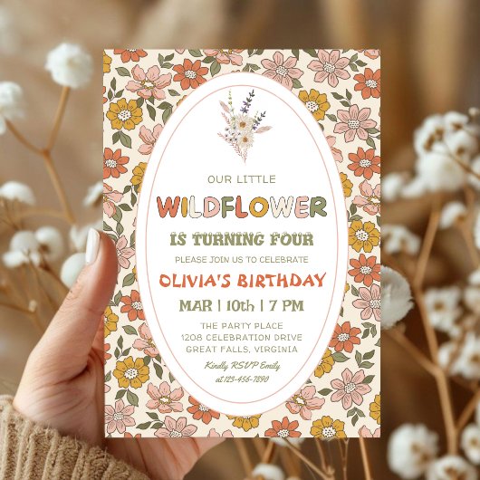 Invitation boho Wildflower for girl Birthday