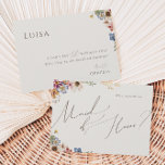 Invitation Boho Wildflower Garden | Beige Maid of Honor Card<br><div class="desc">This boho wildflower garden | beige maid of honor card is perfect for your simple, whimsical boho rainbow summer wedding. The bright, enchanted pink, yellow, orange, and gold color florals give this product the feel of a minimalist elegant vintage hippie spring garden. The modern design is artsy and delicate, portraying...</div>