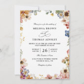 Invitation Boho Wildflower Garden Budget QR Code Wedding (Devant)