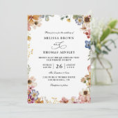 Invitation Boho Wildflower Garden Budget QR Code Wedding (Debout devant)