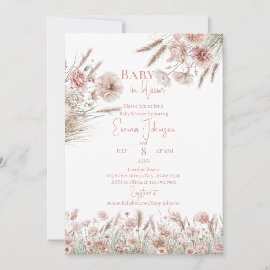 Invitation Boho Wildflower Girl Invite (Devant)