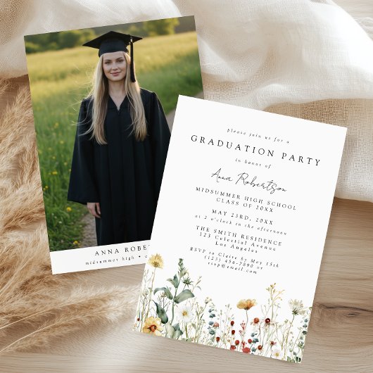 Invitation Boho Wildflower Graduation Party Photo