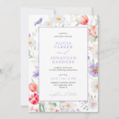 Invitation Boho wildflower lavender all in one QR wedding (Devant)