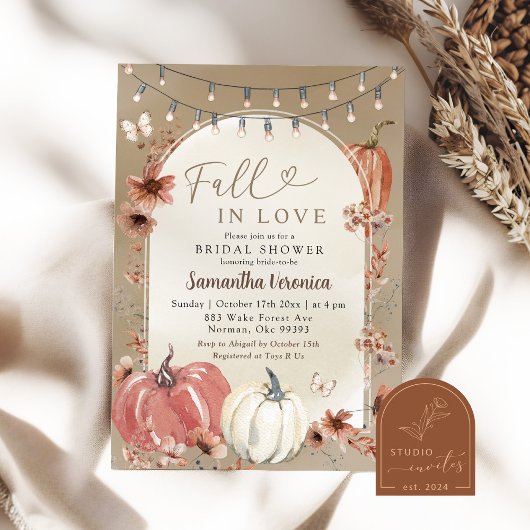 Invitation Boho Wildflower Pumpkin Automne Amour Enterrement