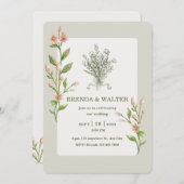 Invitation Boho Wildflower Watercolor Botanical Sage Wedding (Devant / Derrière)