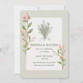 Invitation Boho Wildflower Watercolor Botanical Sage Wedding (Devant)