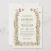 Invitation Boho Wildflowers Mushroom Magic QR Code Wedding (Devant)