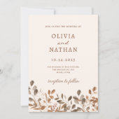 Invitation Boho Wildflowers | Neutre avec photo de mariage (Devant)