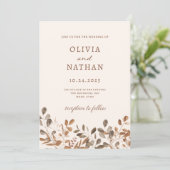 Invitation Boho Wildflowers | Neutre avec photo de mariage (Debout devant)